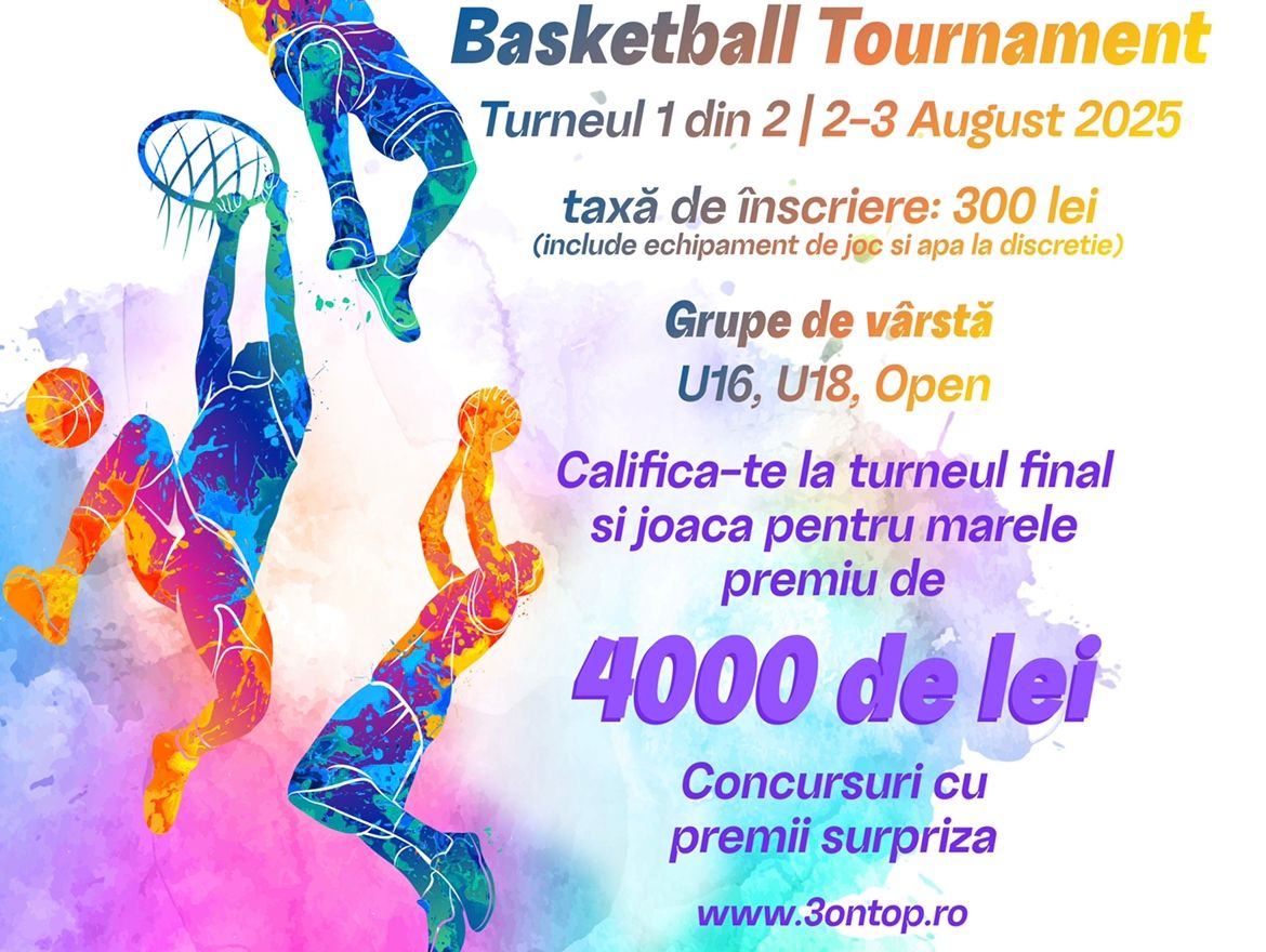 Turneul „3 On Top” 3×3 debutează pe 3 august la Ploiești. CSJ Prahova susține sportul pentru toți și încurajează participarea la eveniment.